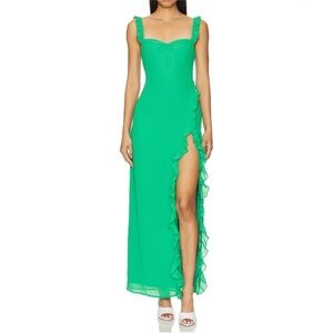REVOLVE Green Sleeveless Maxi Dress with Sweetheart Neckline
